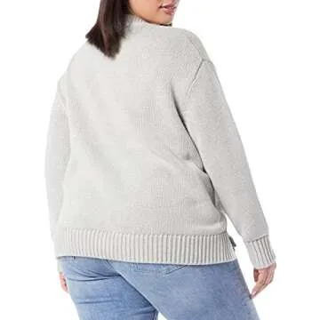 Daily Ritual Women's 100% Cotton Relaxed-Fit Chunky Long-Sleeve Crew Pullover Sweater