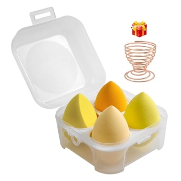 4 Pcs Makeup Sponges Blender Set - Makeup Sponges For Foundation Blender with Egg Case and 1 Holder,...