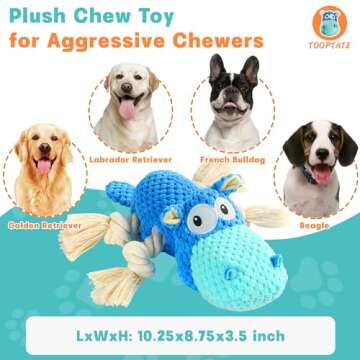 TOOPTATE Dog Toys for Aggressive Chewers - Dog Toys to Keep Them Busy Squeaky Dog Toys for Large Dogs (Blue, Medium)