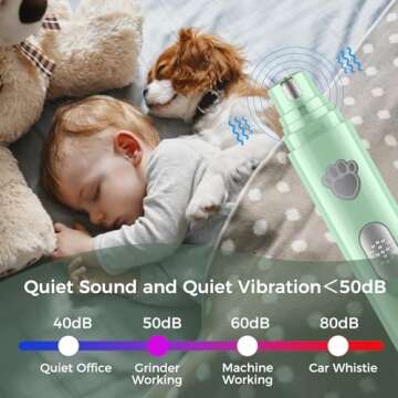 VIWIK Dog Nail Grinder, 2-Speed Rechargeable Dog Nail Trimmers for Large Medium & Small Dogs, Upgrade Professional Electric Pet Paws Grooming, Quiet Puppy Grooming Tool, for Dogs Cats