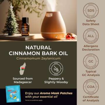 Gya Labs Cinnamon Essential Oil for Diffuser - 0.34 Fl Oz - 100% Pure Natural Cinnamon Bark Essential Oil for Skin, Hair, Lips Body & Candle Making - Spicy Sweet Scent