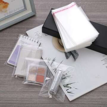 Morepack Self Sealing Cellophane Bags,3x5 Inches 200 Pcs Clear Cookie Bags Resealable Cellophane Bag for Packaging Cookies,Favors, Products,Candy