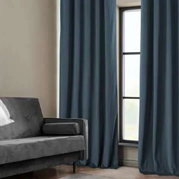 Luxurious London Blue Velvet Room Darkening Curtains