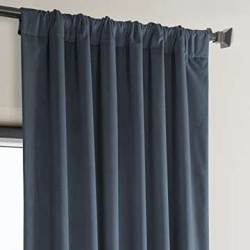 Luxurious London Blue Velvet Room Darkening Curtains