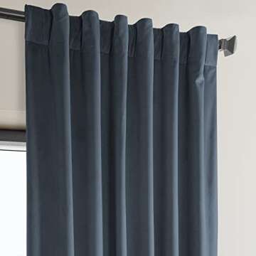 Luxurious London Blue Velvet Room Darkening Curtains