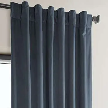 Luxurious London Blue Velvet Room Darkening Curtains