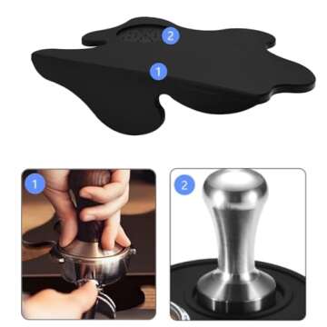 Espresso Tamping Mat,Silicone Tamper Mat,Coffee Tamper Mat,Black Tamping Pad,Espresso Accessory,Waterproof and Heat Resistant (Black)