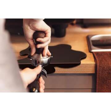 Espresso Tamping Mat,Silicone Tamper Mat,Coffee Tamper Mat,Black Tamping Pad,Espresso Accessory,Waterproof and Heat Resistant (Black)