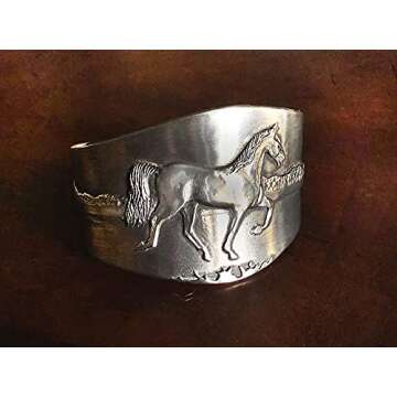 Horse Bracelet, Tennessee Walking Horse Natural Gait Cuff in Pewter