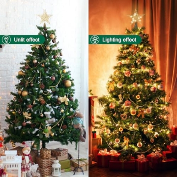 Gold Star Tree Topper with Lights for Christmas Tree