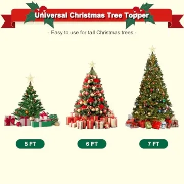 Gold Star Tree Topper with Lights for Christmas Tree