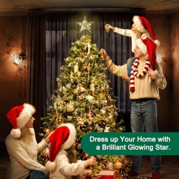 Gold Star Tree Topper with Lights for Christmas Tree