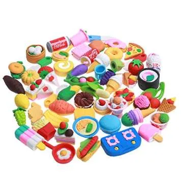 Greentime 60Pcs Cute Erasers Kids Pencil Erasers Desk Pets Puzzle Erasers Desert Erasers 3D Mini Era...