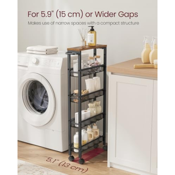VASAGLE Slim Rolling Storage Cart for Narrow Spaces