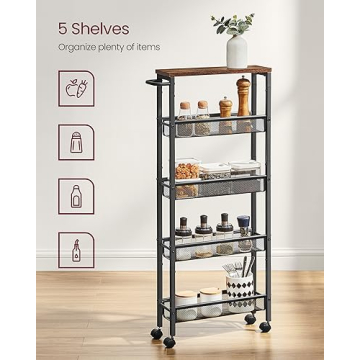 VASAGLE Slim Rolling Storage Cart for Narrow Spaces