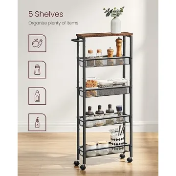 VASAGLE Slim Rolling Storage Cart for Narrow Spaces