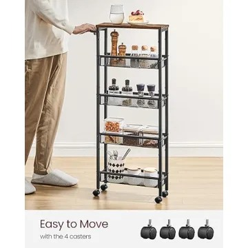 VASAGLE Slim Rolling Storage Cart for Narrow Spaces