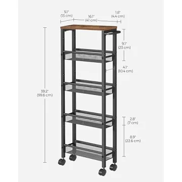 VASAGLE Slim Rolling Storage Cart for Narrow Spaces