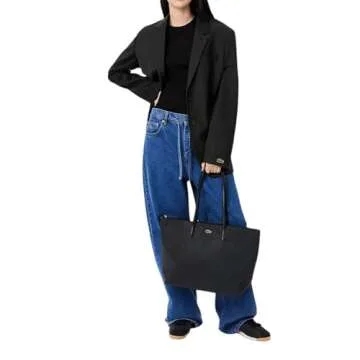 Lacoste Women's L.12.12 Concept Vertical Shopping Tote Bag, Black, One Size