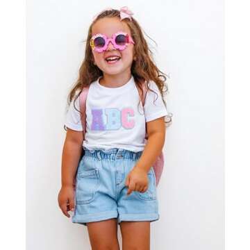 YOKJZJD 2Pcs Toddler Baby Girl Back To School Outfit ABC T-Shirt Bell Bottom Pants Set Summer First ...