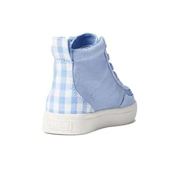 BILLY Footwear Classic Lace High Kids Shoes – Jersey Upper – Removable Insole – Elasticated Side Strip Blue Gingham 7 Big Kid M