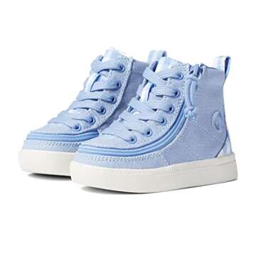 BILLY Footwear Classic Lace High Kids Shoes – Jersey Upper – Removable Insole – Elasticated Side Strip Blue Gingham 7 Big Kid M