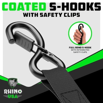 Rhino USA Ratchet Tie Down Straps 4PK - 1,823lb Max