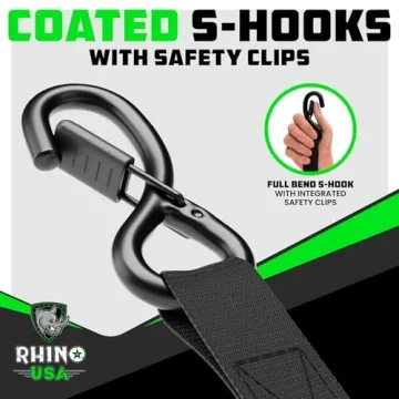 Rhino USA Ratchet Tie Down Straps 4PK - 1,823lb Max