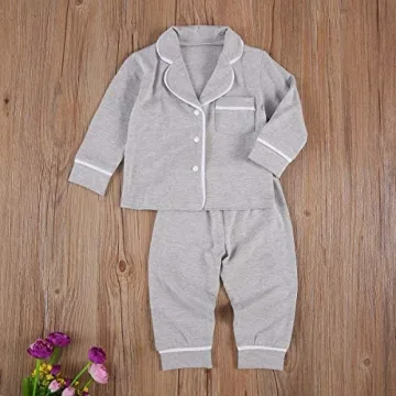 Merqwadd Toddler Baby Button-Down Pajamas Set