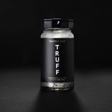TRUFF Black Truffle Salt, Fine and Coarse Sea Salt, Dried Black Summer Truffles, Specialty Seasoning for A Truly Aromatic Flavor Experience, For the Finest Steaks or Unique Everyday Popcorn (5.3 oz)