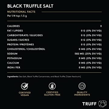 TRUFF Black Truffle Salt, Fine and Coarse Sea Salt, Dried Black Summer Truffles, Specialty Seasoning for A Truly Aromatic Flavor Experience, For the Finest Steaks or Unique Everyday Popcorn (5.3 oz)