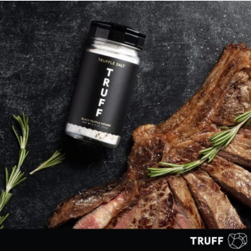TRUFF Black Truffle Salt, Fine and Coarse Sea Salt, Dried Black Summer Truffles, Specialty Seasoning for A Truly Aromatic Flavor Experience, For the Finest Steaks or Unique Everyday Popcorn (5.3 oz)