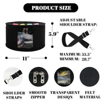 Chenille Letter Bow Mouse Ears Travel Case,Large Round Tiara Tote Storage Box,Headband Ears Display Storage Box with Shoulder Straps for Hairband,Tiara and Hair Accessories Storage Travel Picnic Park