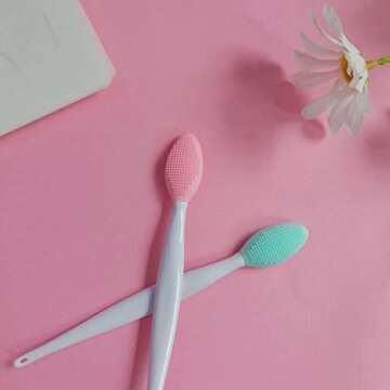 4 PCS Lip Scrub Brush,Double-Sided Silicone Exfoliating Lip Brush Exfoliating Brush for Men Wome Dou...