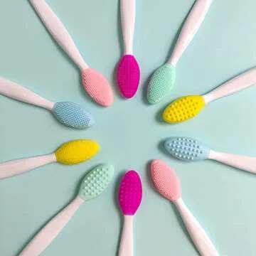 4 PCS Lip Scrub Brush,Double-Sided Silicone Exfoliating Lip Brush Exfoliating Brush for Men Wome Double-sided Soft ​Lip Brush for ​Smoother and Fuller Lip Appearance