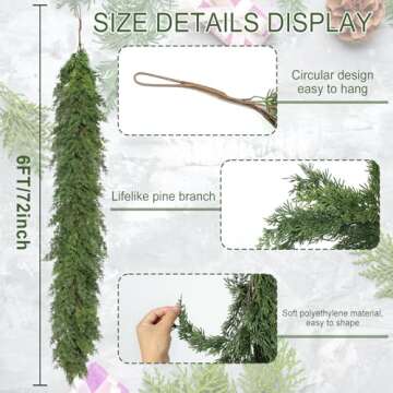 Artgar 6 Ft Christmas Garland - Cedar Garland - Cypress Garland - Real Touch Pine Garland - Garland ...