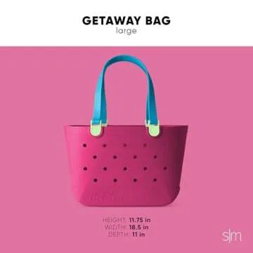 Simple Modern Beach Bag Rubber Tote | Waterproof Large Tote Bag with Zipper Pocket for Beach, Pool Boat, Groceries, Sports | Getaway Bag Collection | 80's Mix