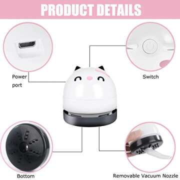 YUNYILAN Mini Desktop Vacuum Cleaner - Portable USB Dust Cleaner for Desk & Car