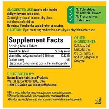 Nature Made Vitamin B12 500 mcg Supplement for Energy
