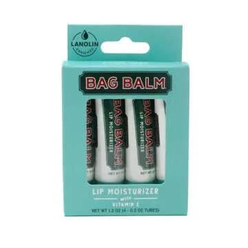 Vermont's Original Bag Balm Fragrance Free Lip Balm with Vitamin E | Pack of 4 0.3oz Tubes