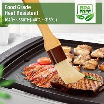 Pastry Brush-Basting Brush for Cooking,2 Pc Boar Bristles Food Brush for BBQ,Beech Wooden Handle But...