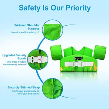 NineDan Toddler Swim Vest for Boys and Girls, Kids Swim Vest with Shoulder Harness Water Wings for 22-66 lbs Kids, Toddler Floaties for 2, 3, 4, 5, 6, 7 Years Old Children Baby for Puddle Beach Pool