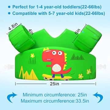 NineDan Toddler Swim Vest for Boys and Girls, Kids Swim Vest with Shoulder Harness Water Wings for 22-66 lbs Kids, Toddler Floaties for 2, 3, 4, 5, 6, 7 Years Old Children Baby for Puddle Beach Pool