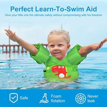NineDan Toddler Swim Vest for Boys and Girls, Kids Swim Vest with Shoulder Harness Water Wings for 22-66 lbs Kids, Toddler Floaties for 2, 3, 4, 5, 6, 7 Years Old Children Baby for Puddle Beach Pool