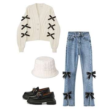 Minache Women Girls Winter Warm Bucket Hat Solid Color Beanie Hat Chunky Cable Knit Hats Foldable Fl...