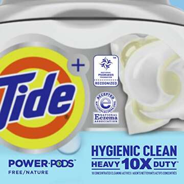 Tide Hygienic Clean Heavy Duty 10x Free Power Soap Pods Laundry Detergent, White, Unscented, 48 Count