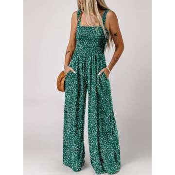 Dokotoo Loose Jumpsuits for Women Overalls Oversized Solid Color Wide Leg One Piece Sleeveless jumps...