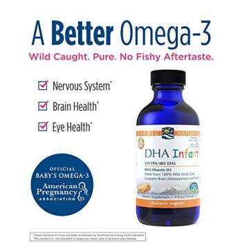 Nordic Naturals DHA Infant, Unflavored - 4 oz - 1050 mg Omega-3 + 300 IU Vitamin D3 - Supports Brain & Vision Development in Babies - Non-GMO - 24 Servings