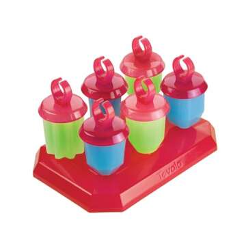 Tovolo Popsicle Molds with Sticks (6-Pack, Jewel Rings) - Reusable Ice Pop Molds & Sticks for Homema...