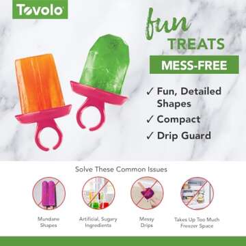 Tovolo Popsicle Molds with Sticks (6-Pack, Jewel Rings) - Reusable Ice Pop Molds & Sticks for Homemade Ice Pops & Frozen Snacks - Popsicle Maker with Stand, Dishwasher Safe & BPA-Free - Vivid Violet